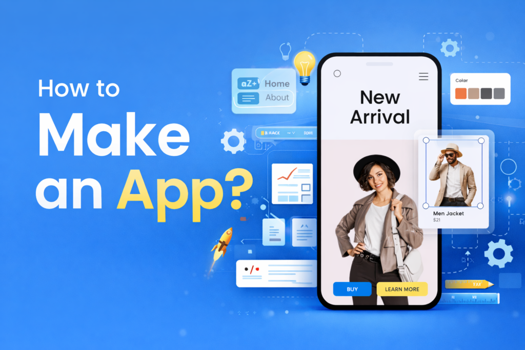 Where Can I Make My Own App? modern app builder interface with mobile UI design elements